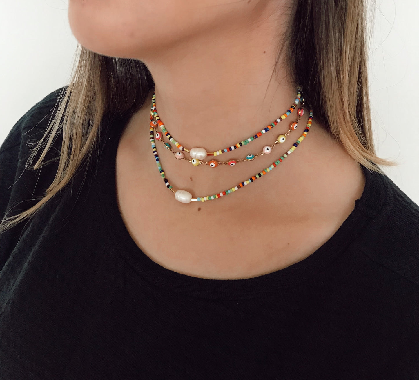 4 pearls multicolor chocker - limited pieces