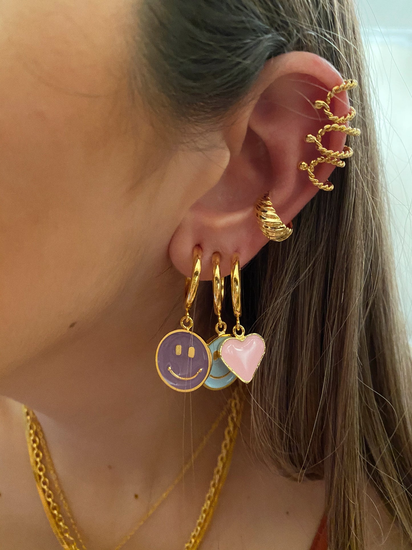 Mini hoops - Heart- Gold Plated 24k