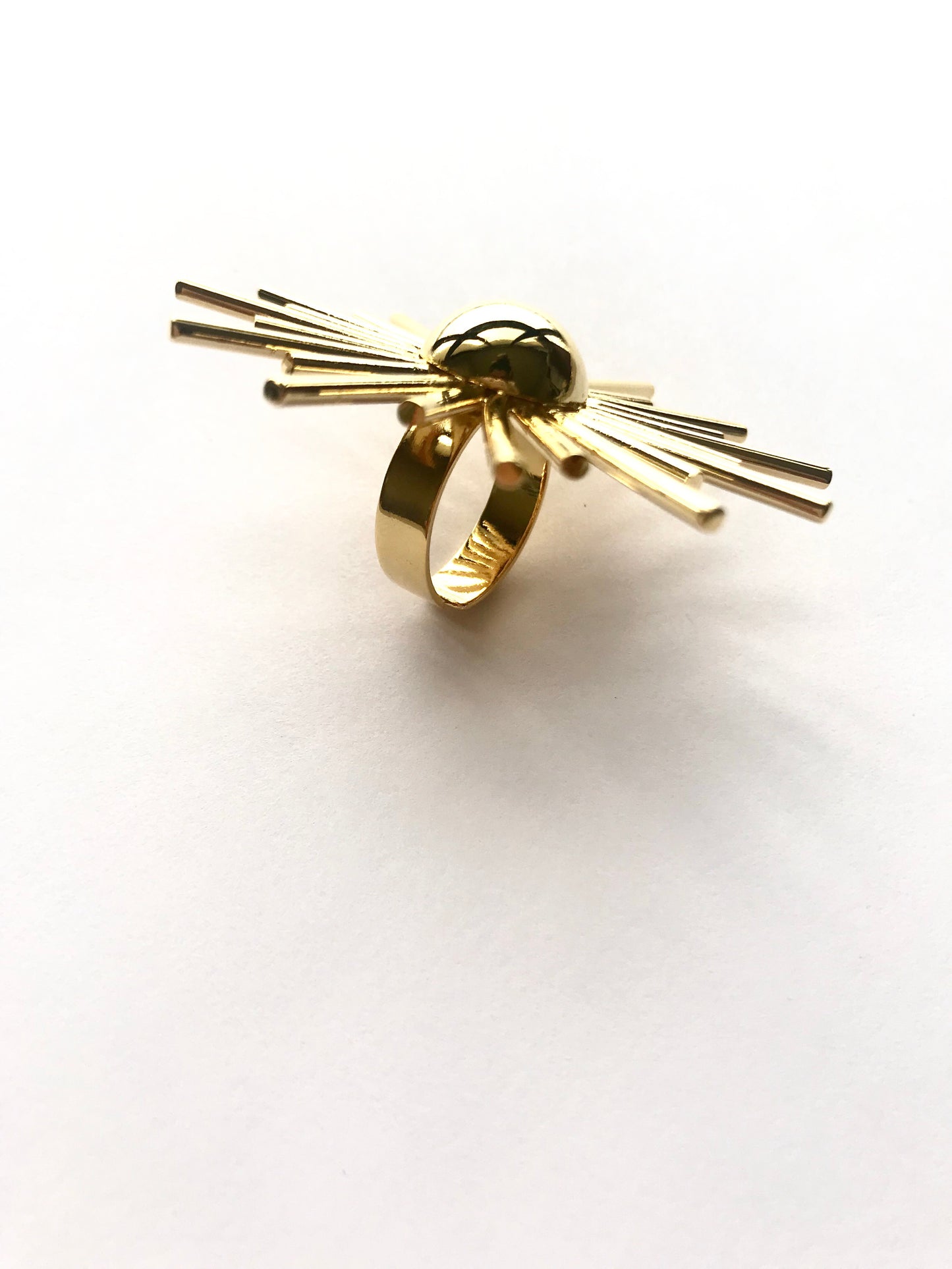 Big sun / adjustable ring / plated gold 24k