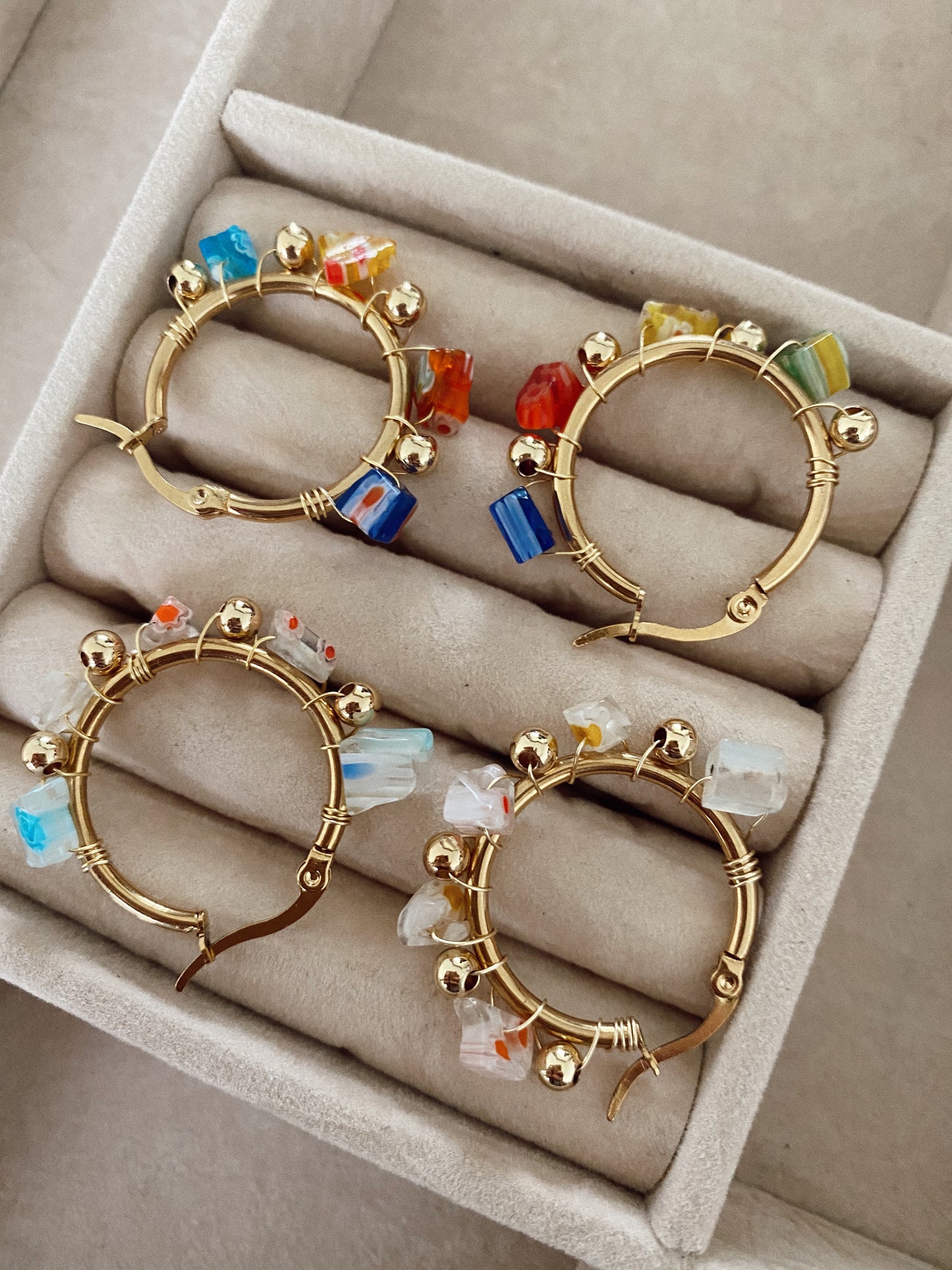 Cuarzos de Millefiori - Medium - gold 24k hoops