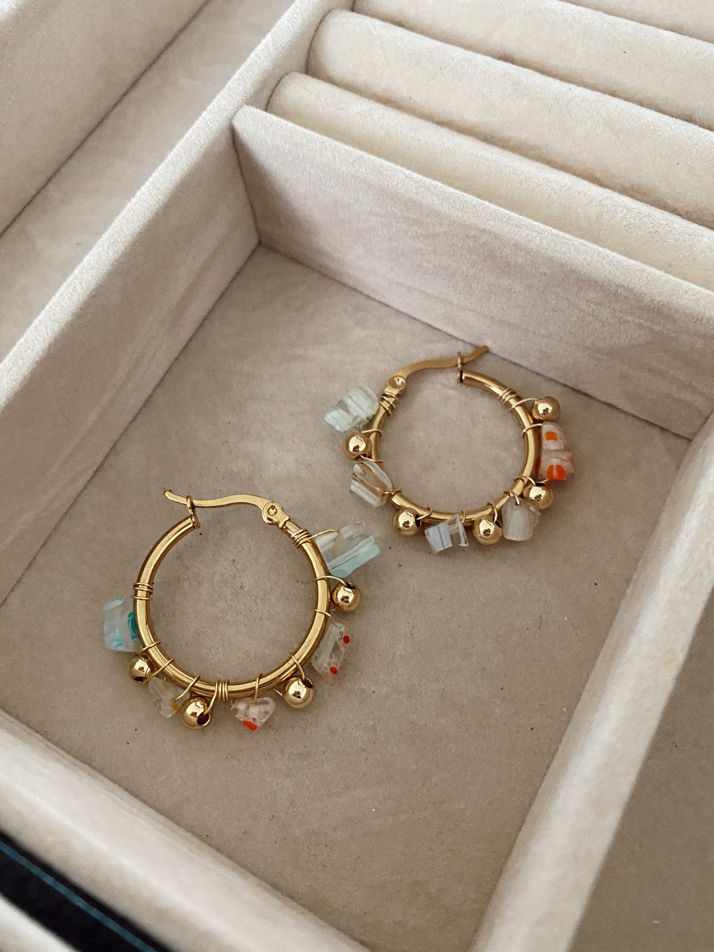 Cuarzos de Millefiori - Medium - gold 24k hoops