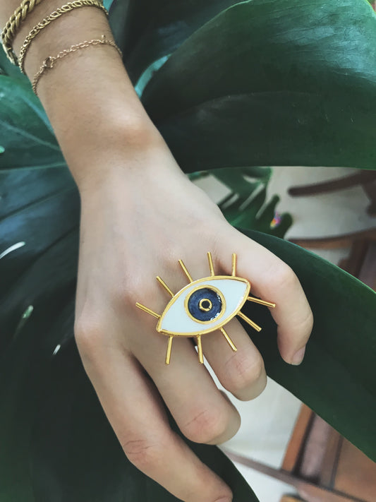 EYE LASHES RING - Ojo pestañas - GOLD 24k