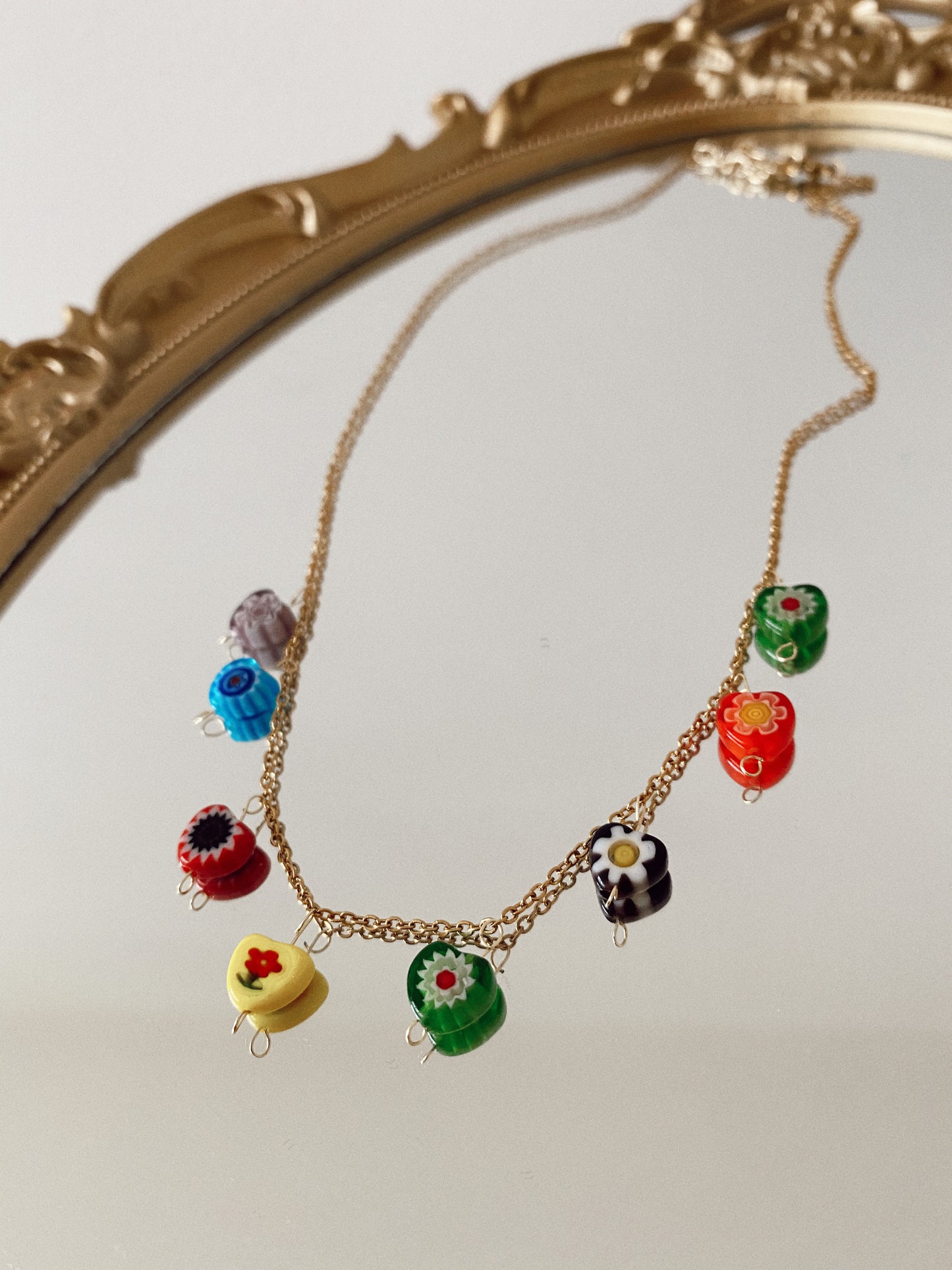 Millefiori charms chain - multicolor