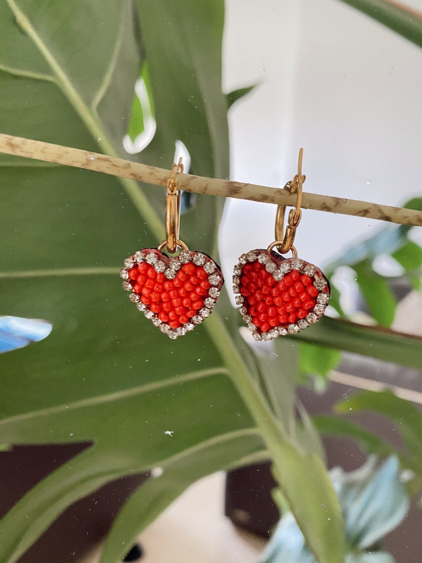 MINI HEART BEADS - hoops -