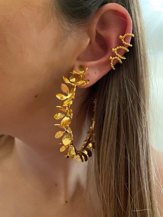 cerceaux de printemps - Floral big hoops - gold 24kt