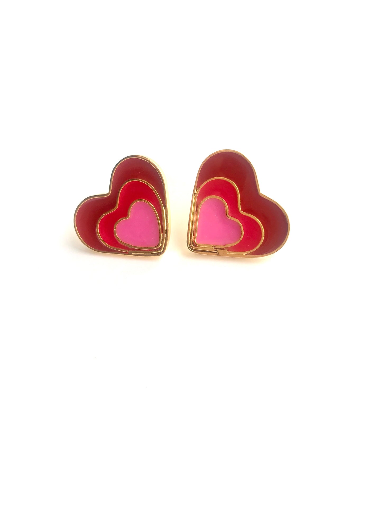 “ TRIPLE LOVE “ heart degree - EARRIGNS - 24k gold plated